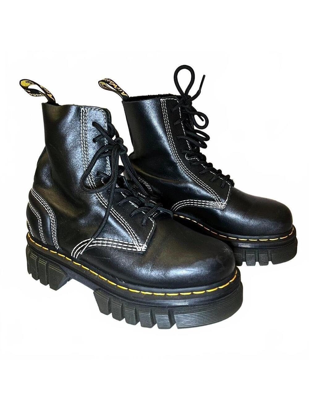 Dr Martens Audrick 8-eye Quilted Black Platform Boots Womens 7
